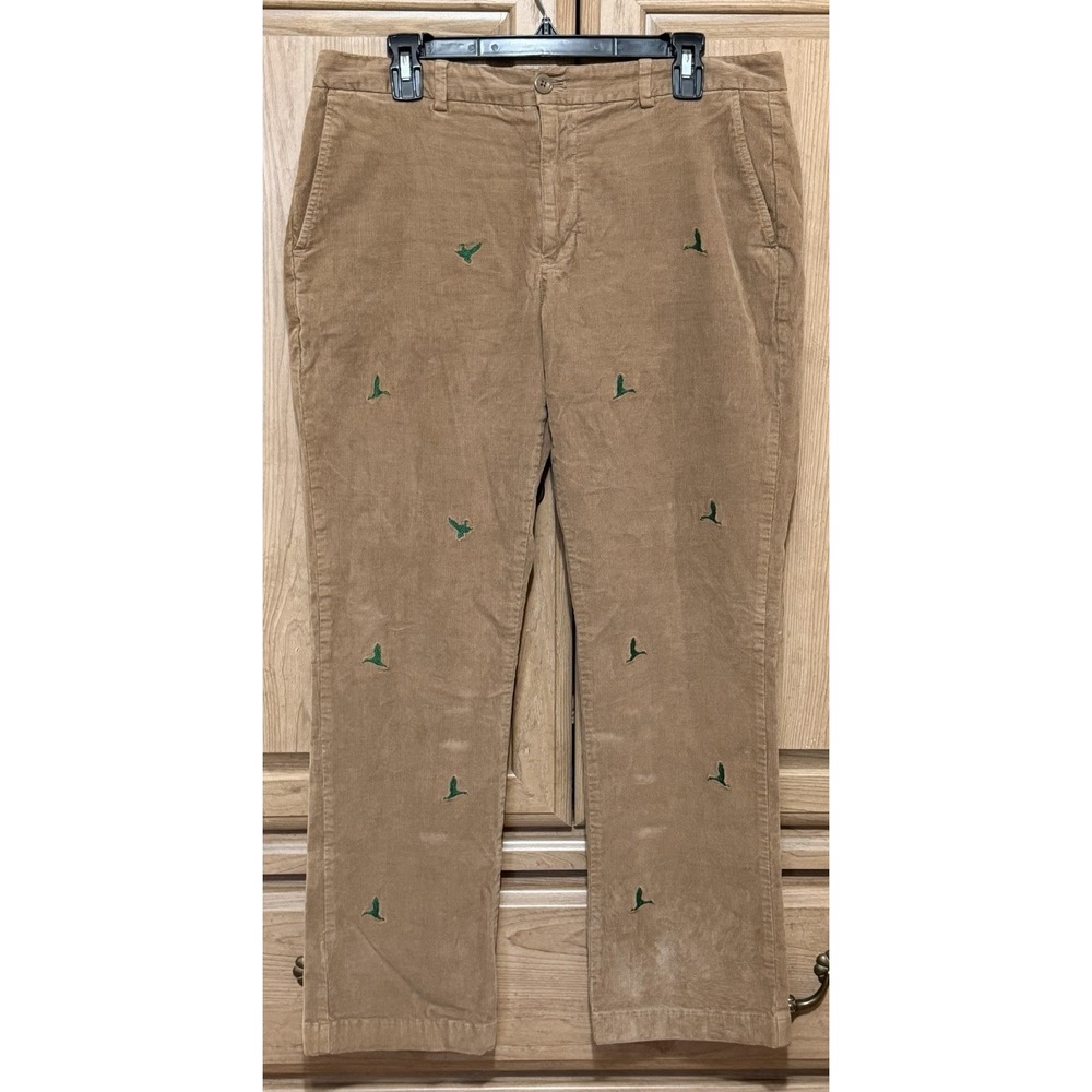 Vineyard Vines Brown Corduroy Pants Men's Size 33x30 Embroidered Duck Stretch